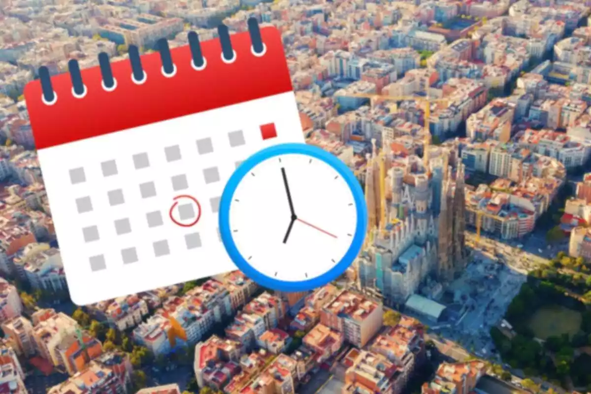 Montaje de Barcelona y un calendario