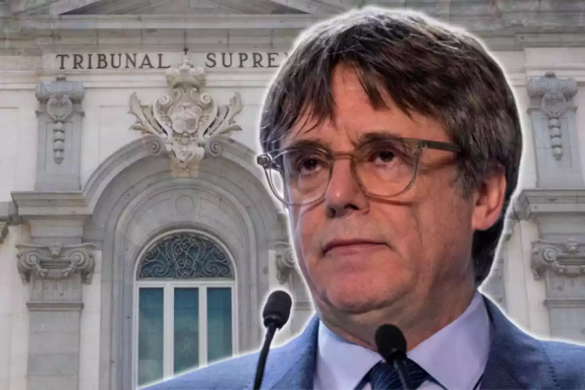 Montaje de Carles Puigdemont y el Tribunal Supremo