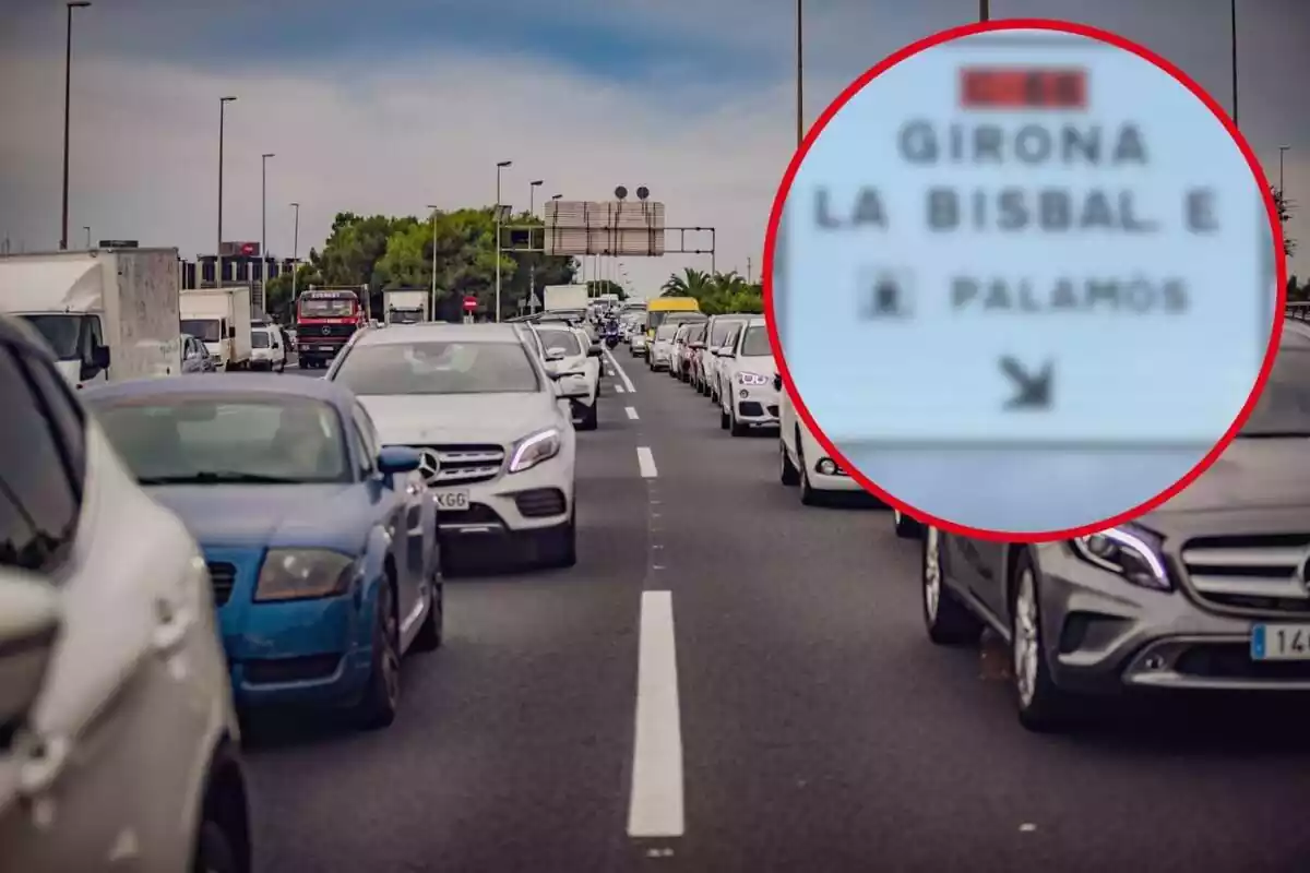 montaje de una carretera con un cartel de tráfico de la C-66 con errores otrográficos