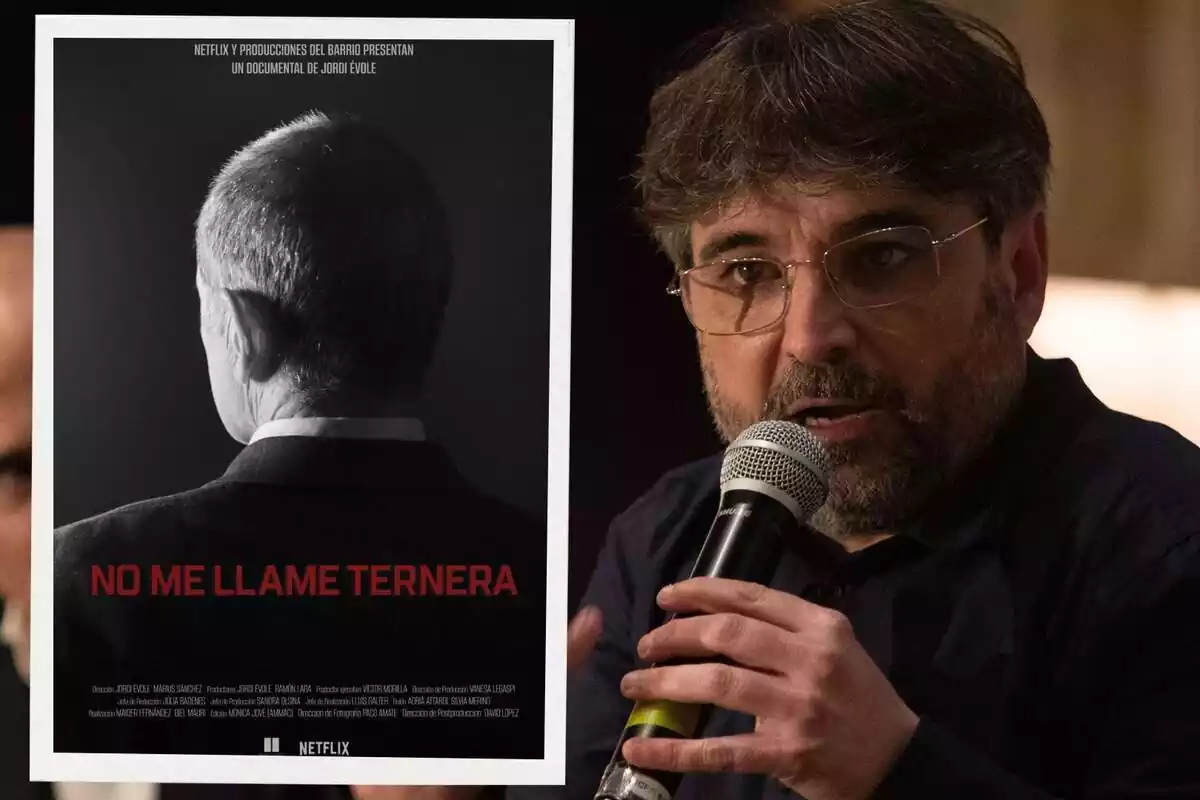 Montaje de Jordi Évole y el cartel del documental 'No me llame Ternera'