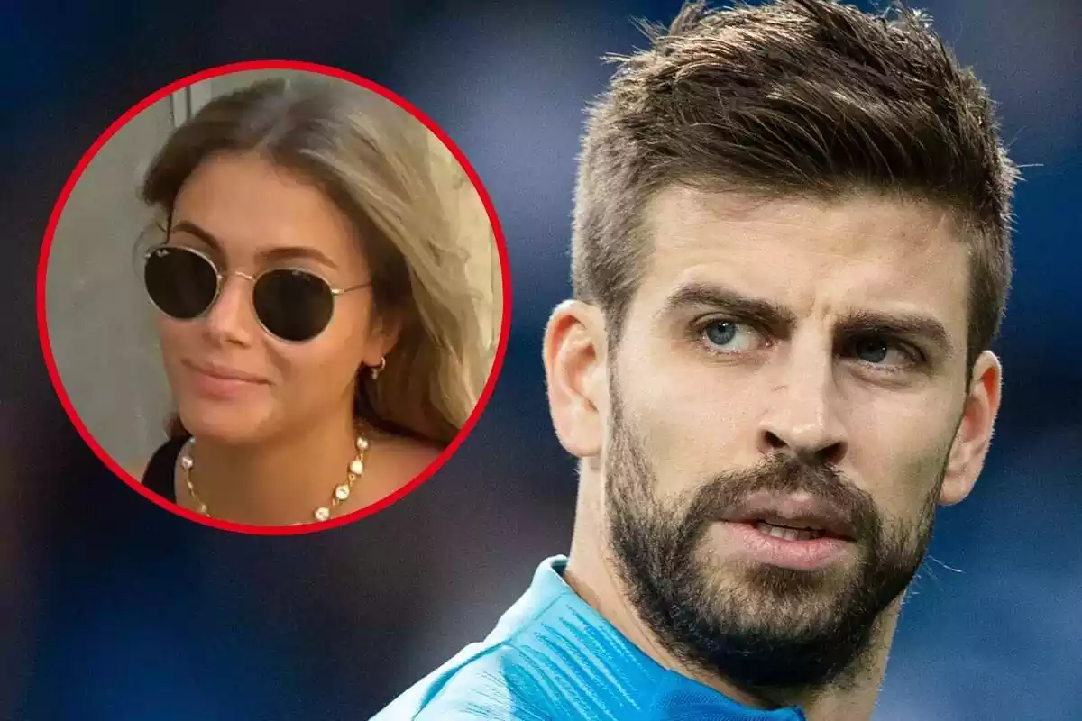 Montaje de Clara Chía y Gerard Piqué con rostro serio