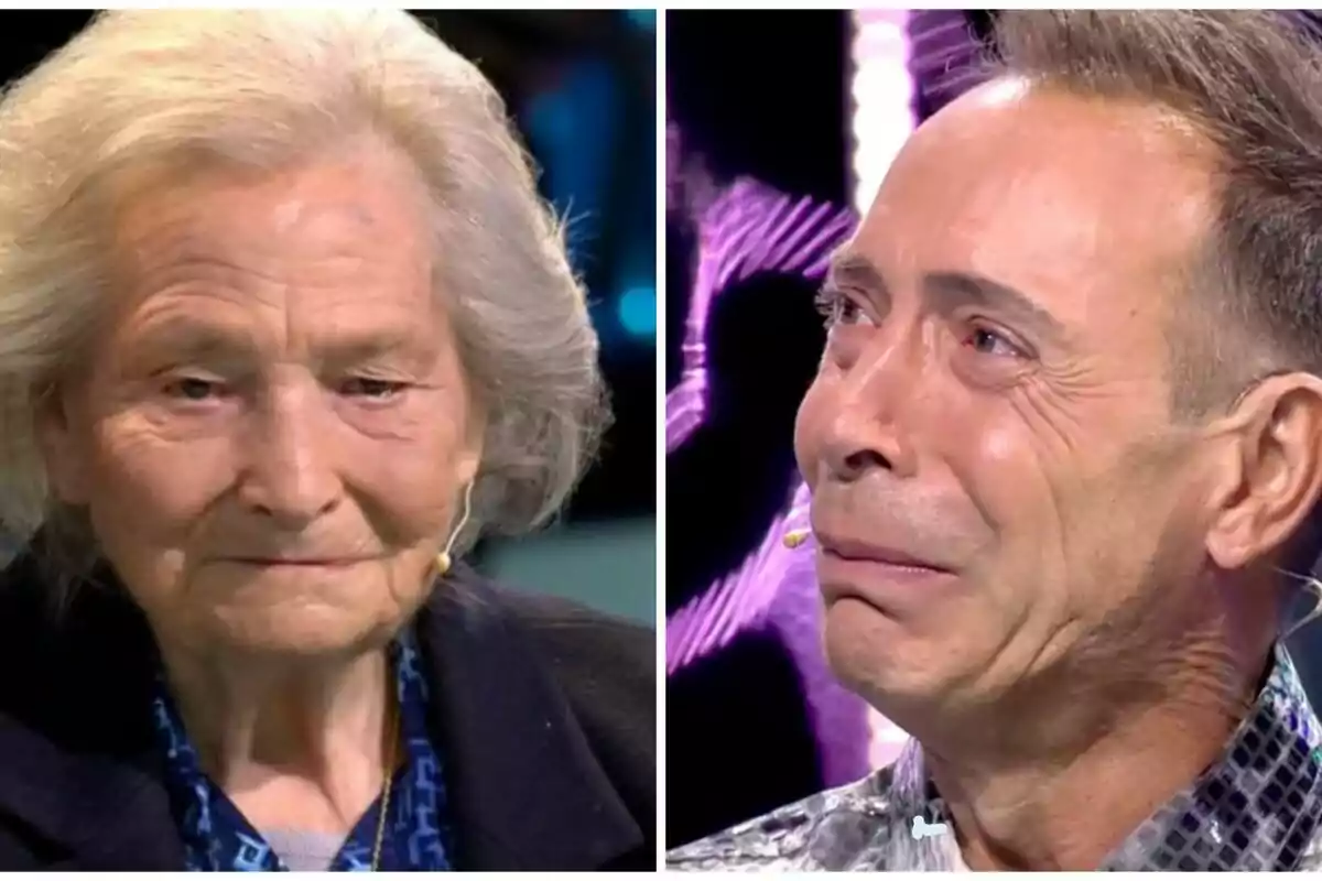 Montaje con una imagen del Maestro Joao y su madre, Benita, en el plató de 'Supervivientes'