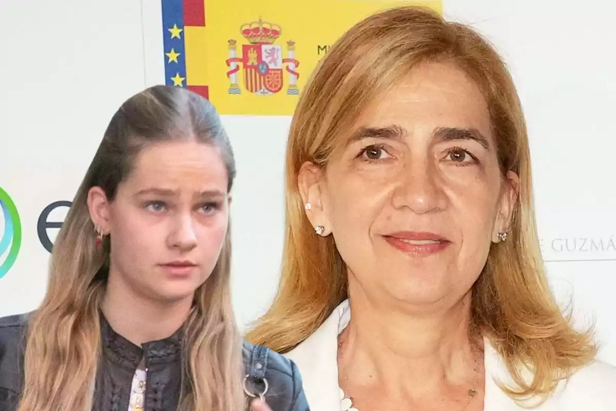 Montaje con el rostro serio de la Infanta Elena y Irene Urdangarin Montaje con el rostro serio de la Infanta Elena y Irene Urdangarin