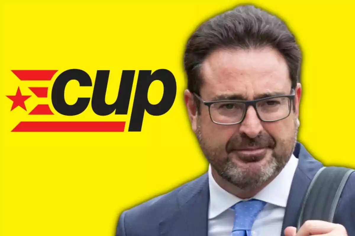 David Madí frente a un fondo amarillo con el logotipo de la CUP.