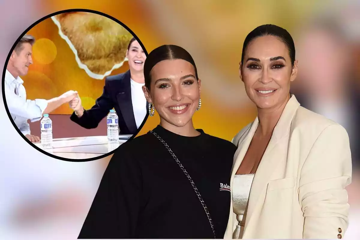 Montaje de Alba Díaz con Vicky Martín Berrocal y una imagen de sus padres juntos en 'TardeAR'