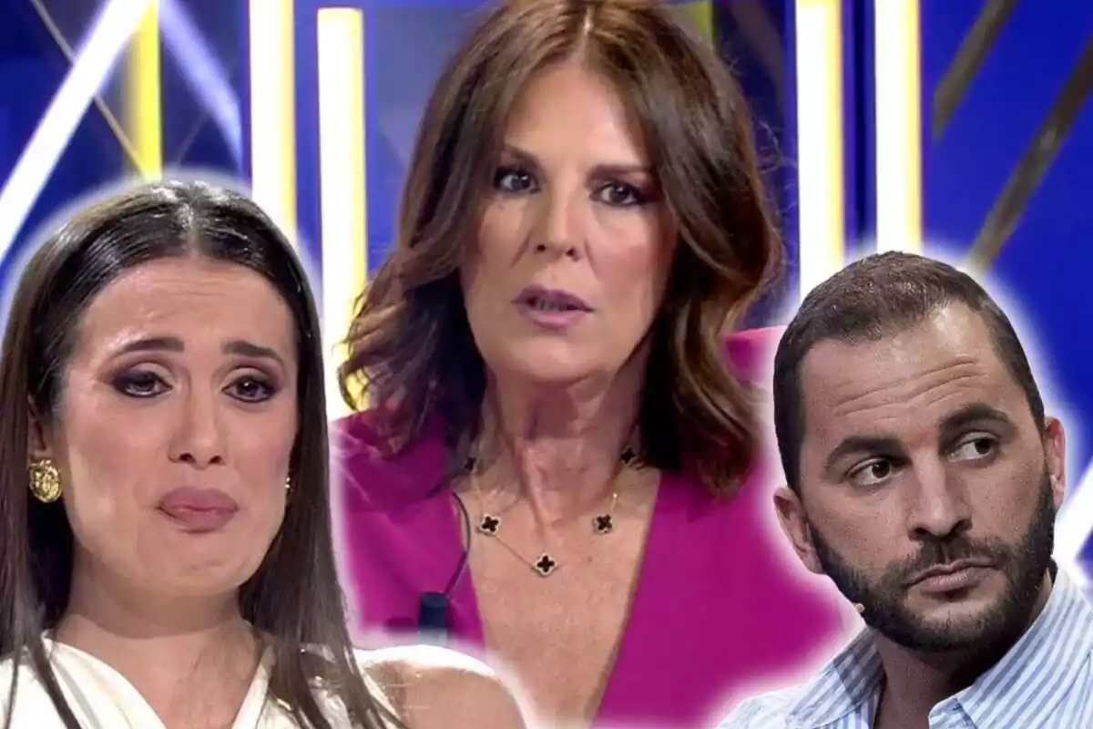 Montaje de Ángela Portero con Candela Acevedo llorando y Antonio Tejado en '¡De viernes!'