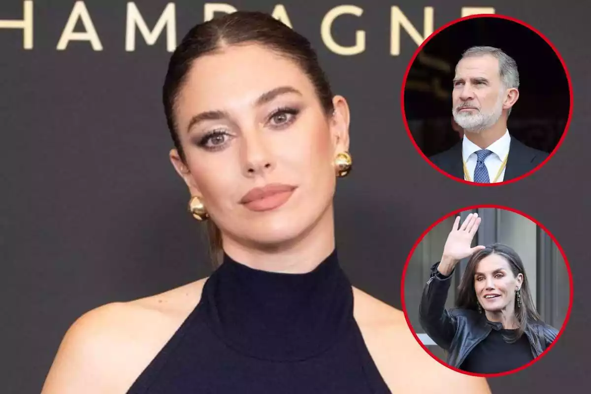 Montaje de Blanca Suárez con dos fotos, una del rey Felipe y otra de Letizia