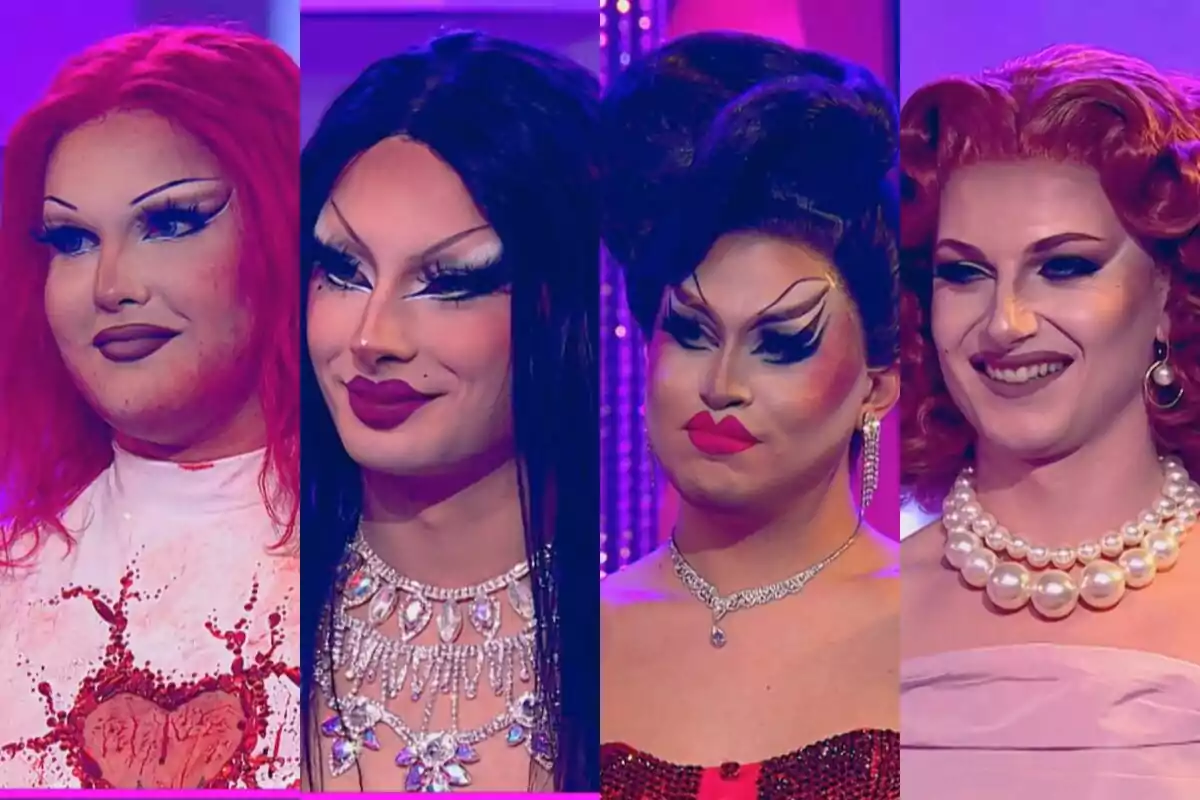 Montaje de Chloe Vittu, La Niña Delantro, Vampirashian y Le Cocó en 'Drag Race'