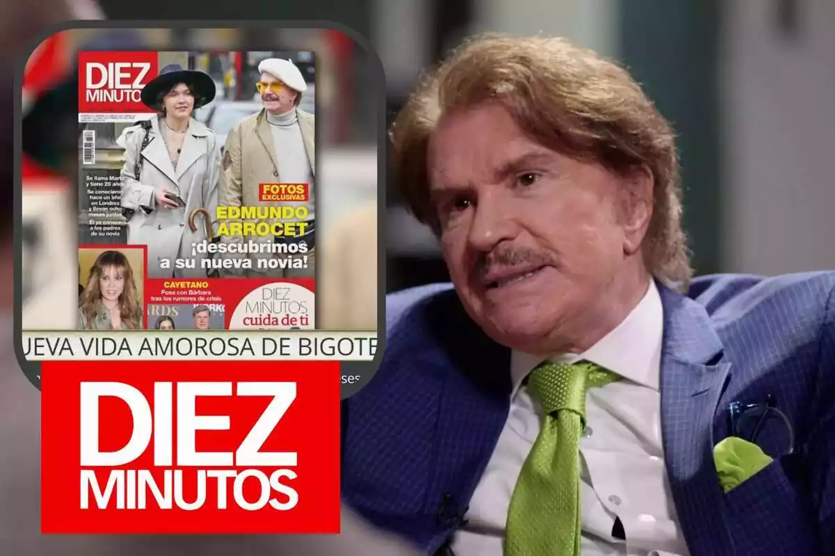 Montaje de Edmundo Arrocet con la revista 'Diez Minutos' en la que sale con su nueva novia