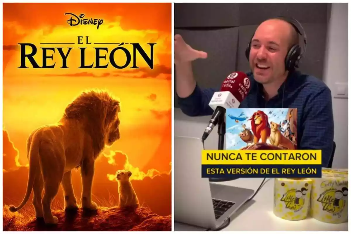 Montaje de fotos de la película de Disney 'El Rey León' y, al lado, una captura de pantalla de un TikTok de @CiscoGreses