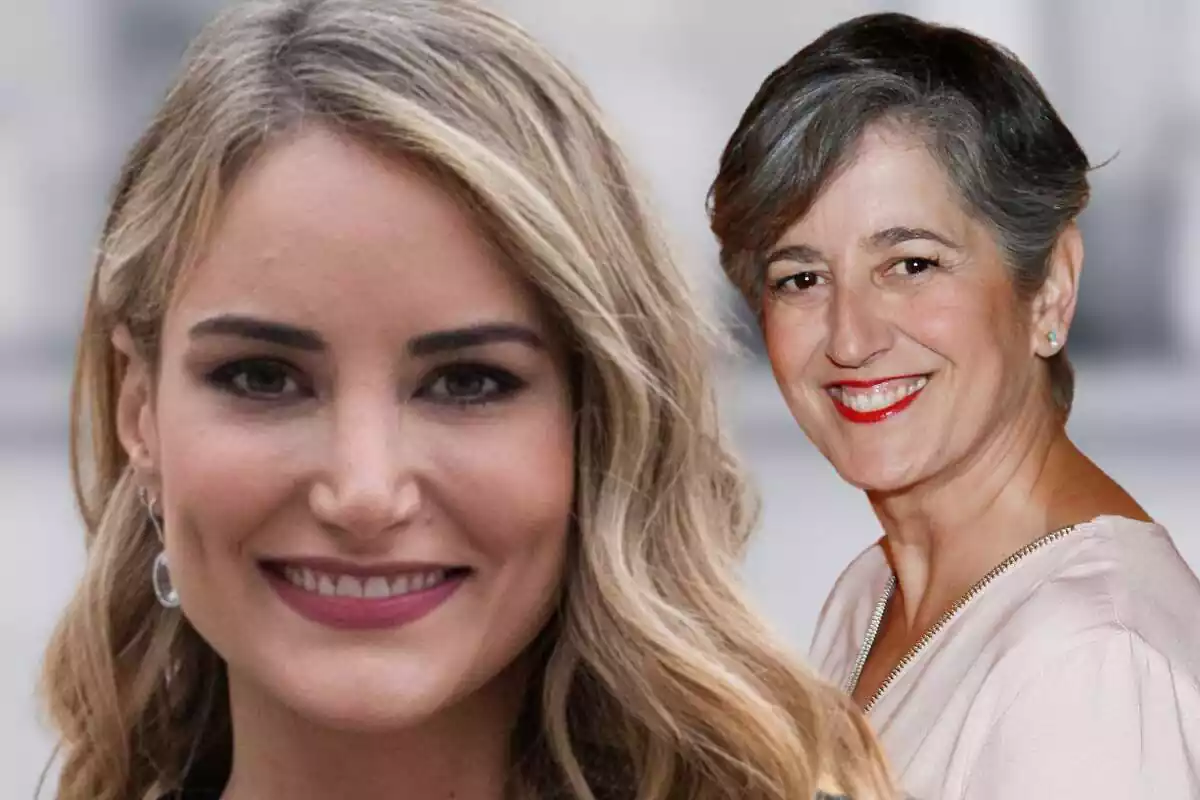 Montaje de fotos de primer plano de Alba Carrillo y Eva Arguiñano, ambas con rostro sonriente