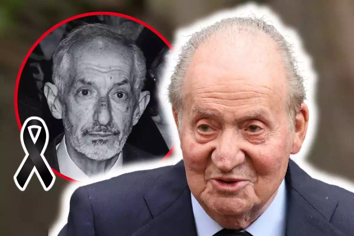 Montaje de fotos de primer plano de Manuel Barrós y Juan Carlos I, ambos con rostro serio