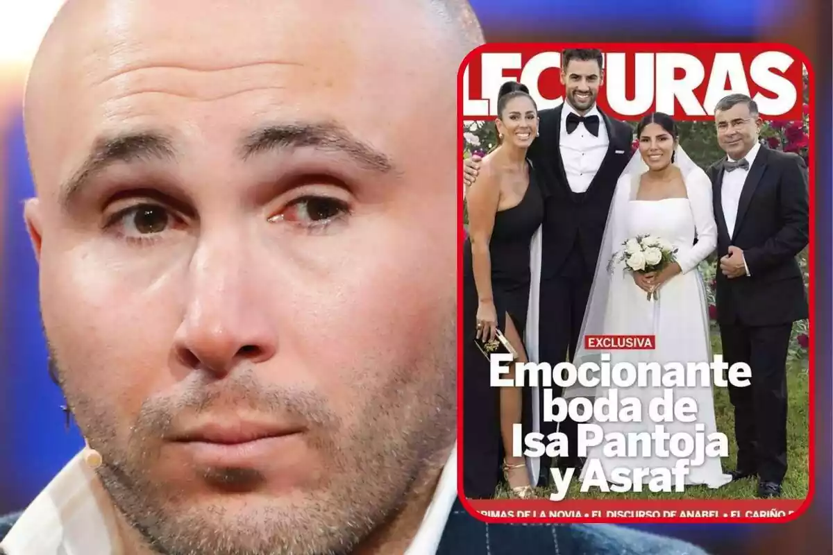 Montaje de fotos de Kiko Rivera y, al lado, la portada de 'Lecturas' donde aparece Isa Pantoja y Asraf Beno en la exclusiva de su boda