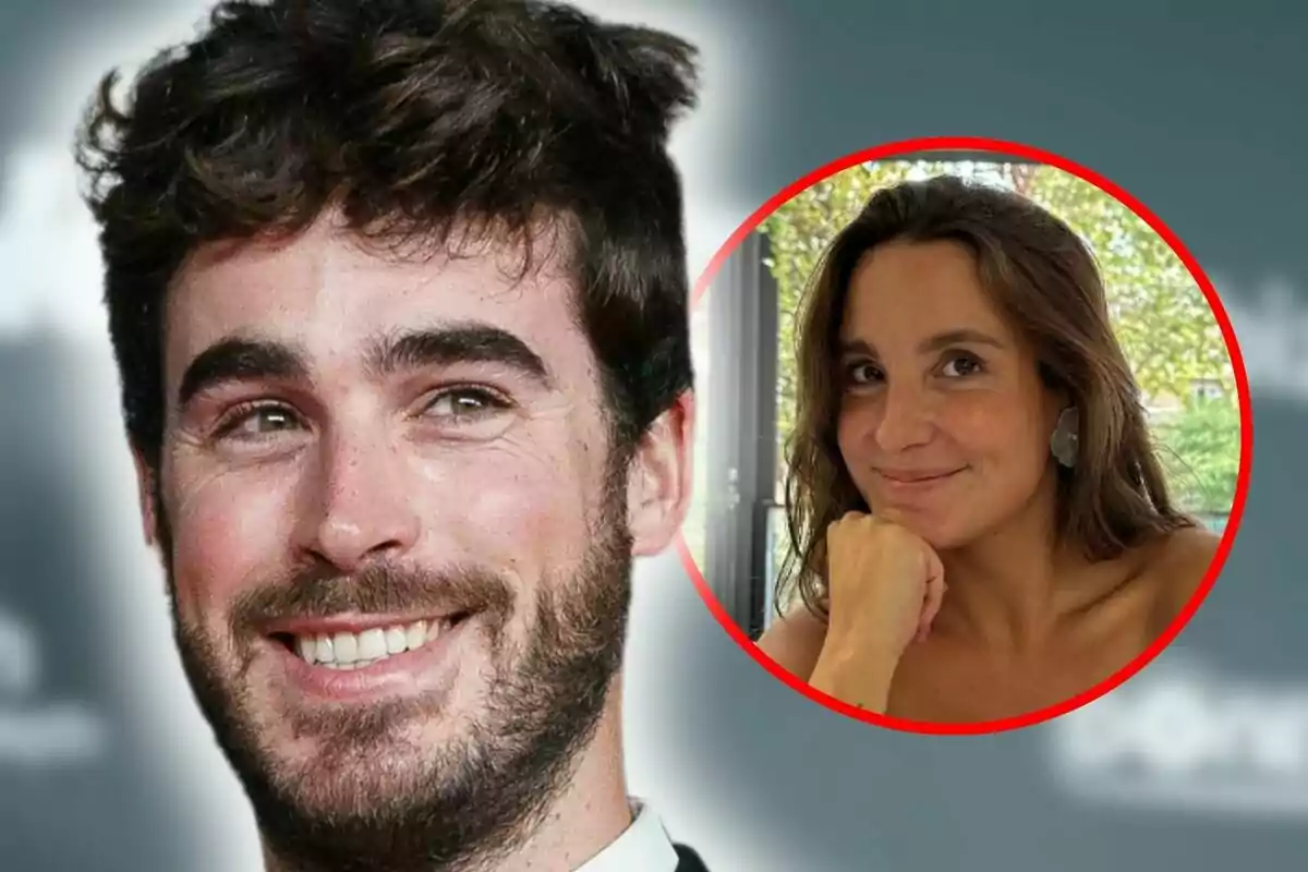 Luis Zamalloa con barba y cabello oscuro sonríe, mientras que en un círculo rojo a la derecha se muestra a Marta Pombo con cabello largo y oscuro sonriendo y apoyando su barbilla en su mano. Luis Zamalloa con barba y cabello oscuro sonríe, mientras que en un círculo rojo a la derecha se muestra a Marta Pombo con cabello largo y oscuro sonriendo y apoyando su barbilla en su mano.