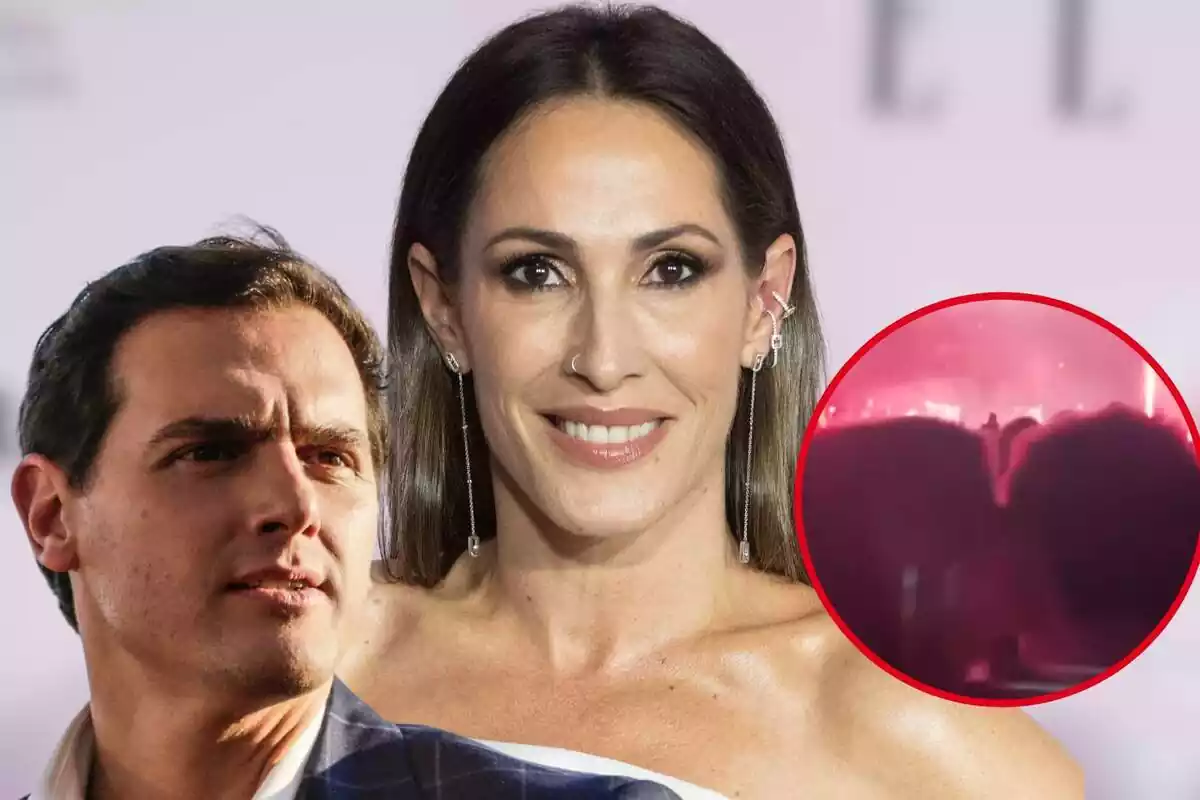 Montaje de fotos de primer plano de Malú y Albert Rivera, ambos con rostro sonriente y, al lado, una captura de él besándose con su nueva novia