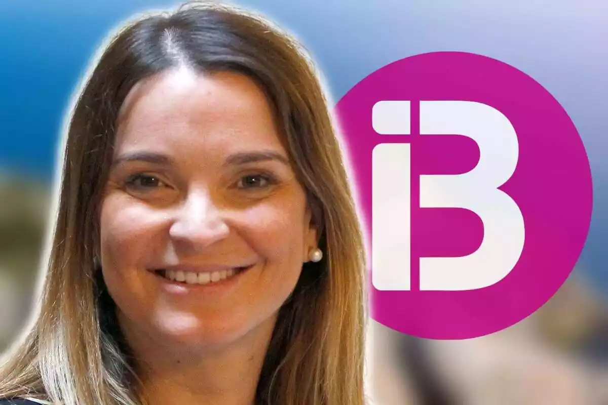 Montaje de fotos de Margalida Prohens, con rostro sonriente, y el logo de IB3, la radiotelevisión de las Islas Baleares, al lado
