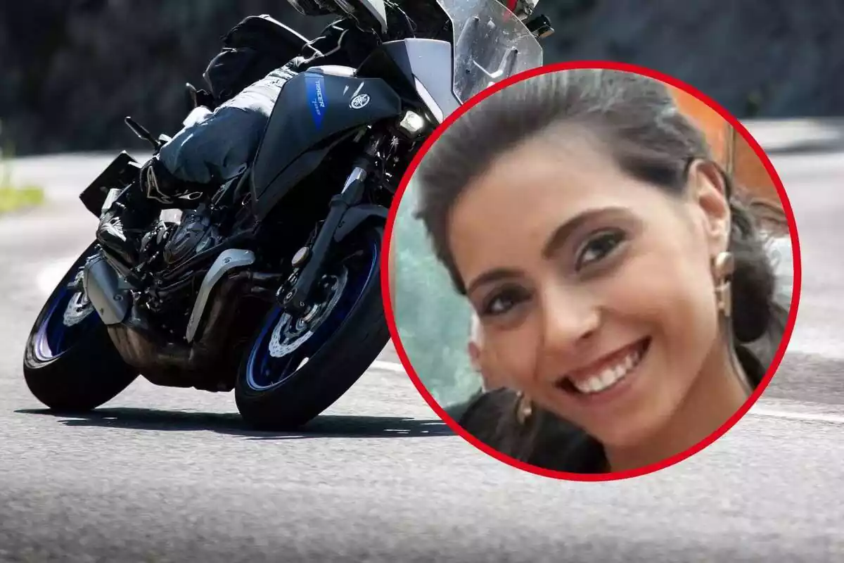 Montaje de fotos de Mirian, la motorista que perdió la vida en el accidente, y una moto