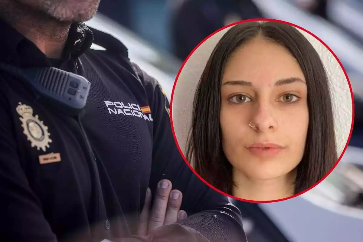 Montaje de fotos de un policía nacional de brazos cruzados y, al lado, una imagen de Lucía G. G., la joven de 17 años desaparecida en Almería