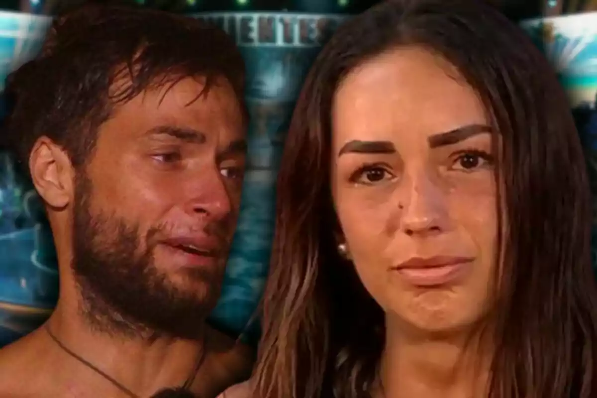 Dos personas con expresiones emocionales intensas -que son Montoya y Anita Williams- en un entorno de espectáculo televisivo.