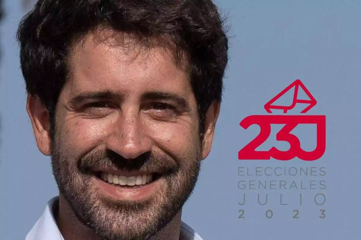 Montaje de fotos de Roger Montañola y el logo de las elecciones generales del 23 de julio de 2023