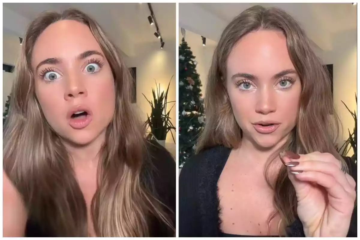 Montaje de dos fotos de la tiktoker Noemi Hopper, extraídas de un TikTok donde habla de cómo consigue alcanzar ella los propósitos de Año Nuevo