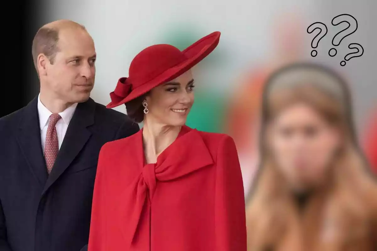 Montaje de Kate Middleton y el príncipe Guillermo junto a Beatriz de York