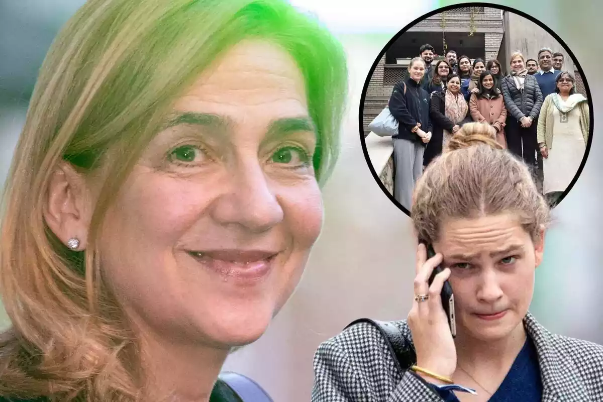 Montaje de la infanta Cristina con su hija Irene Urdangarin junto a una imagen de ambas en la India