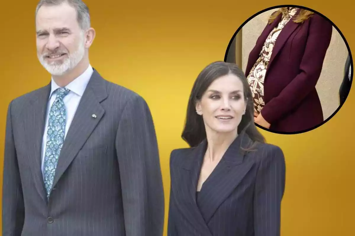 Montaje de Letizia y Felipe junto a una captura de la reina embarazada