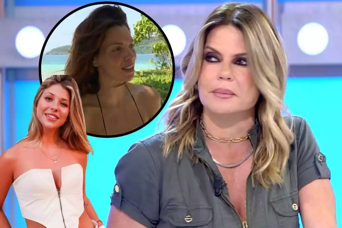 Montaje de Makoke junto a una imagen de Laura Matamoros en 'Supervivientes' y su hija Anita