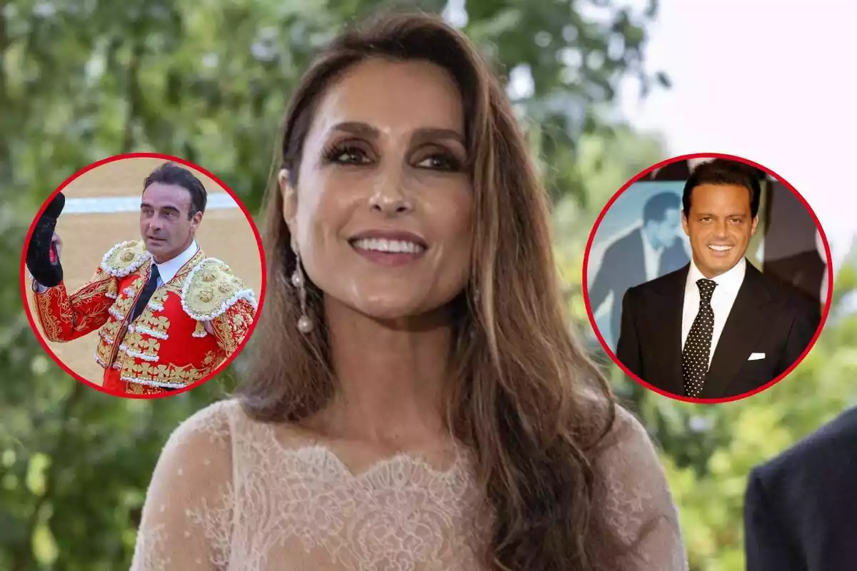 Montaje de Paloma Cuevas con una foto de Luis Miguel a la izquierda y Enrique Ponce a la derecha