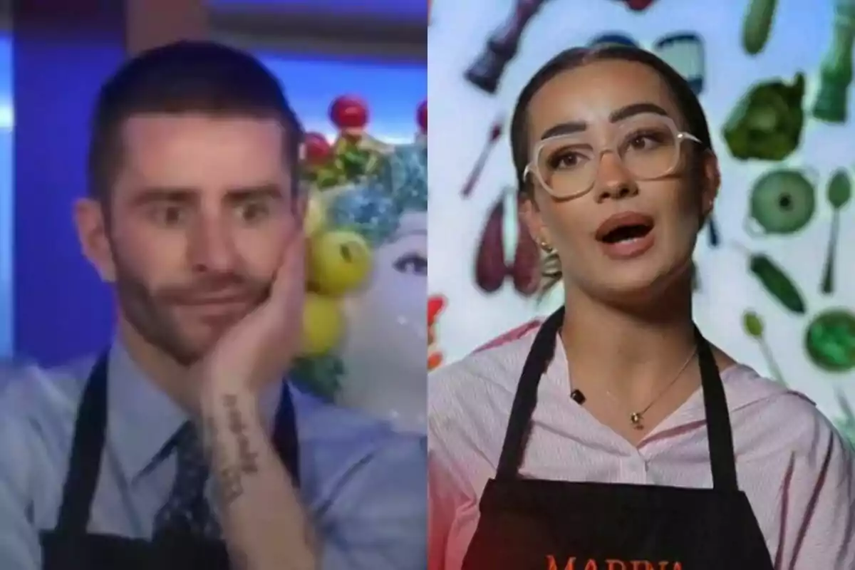 Montaje de Pelayo Díaz y Marina Rivers en 'Masterchef Celebrity'