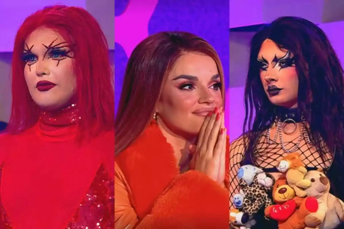 Montaje de Chloe Vittu, Melody Ruiz y La Niña Delantro en 'Drag Race'