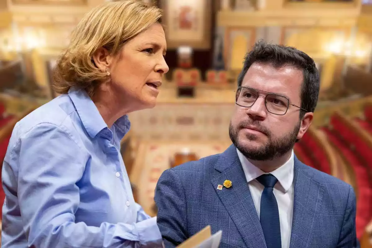 Montaje de Maria Elisa García Fuster (diputada de Vox) con Pere Aragonés