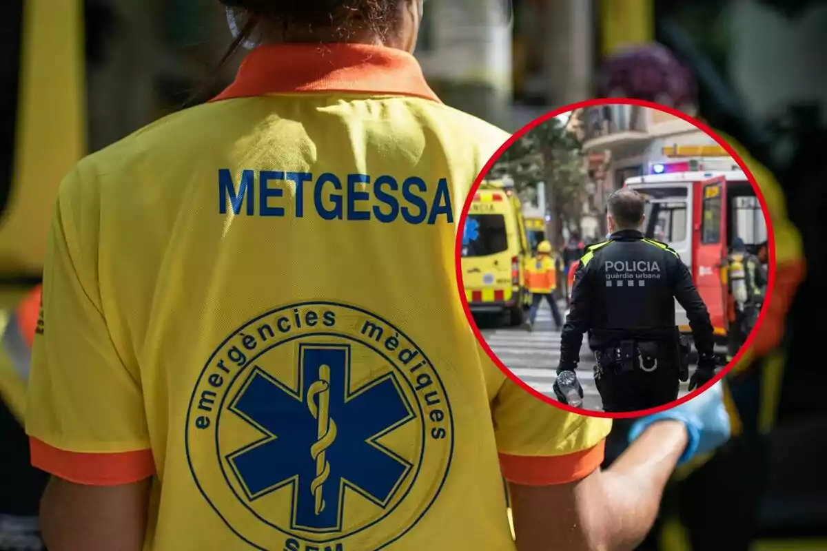 Montaje con un agente de la Guardia Urbana de Barcelona y una médica del SEM