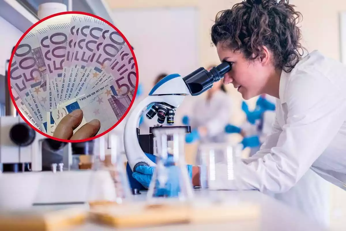 Mujer trabaja en un laboratorio de investigación y dinero de una herencia