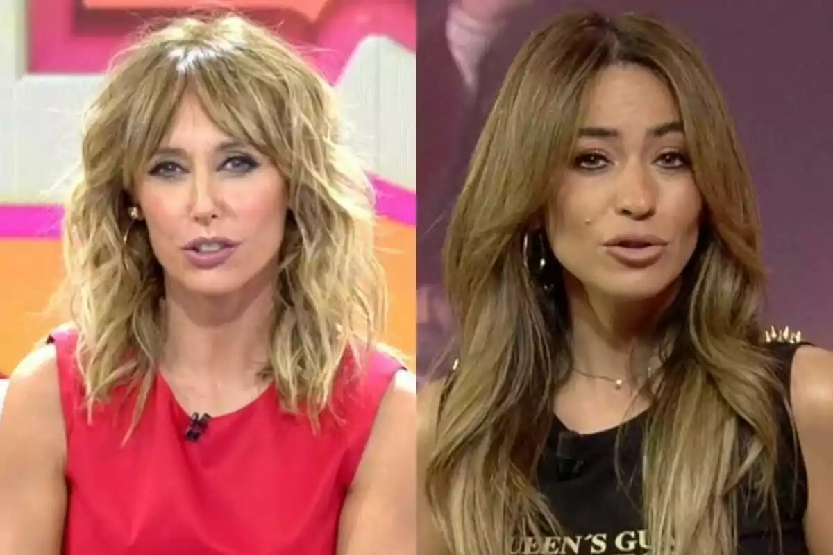 Montaje de Emma García en Fiesta y María Verdoy en Socialité de Telecinco