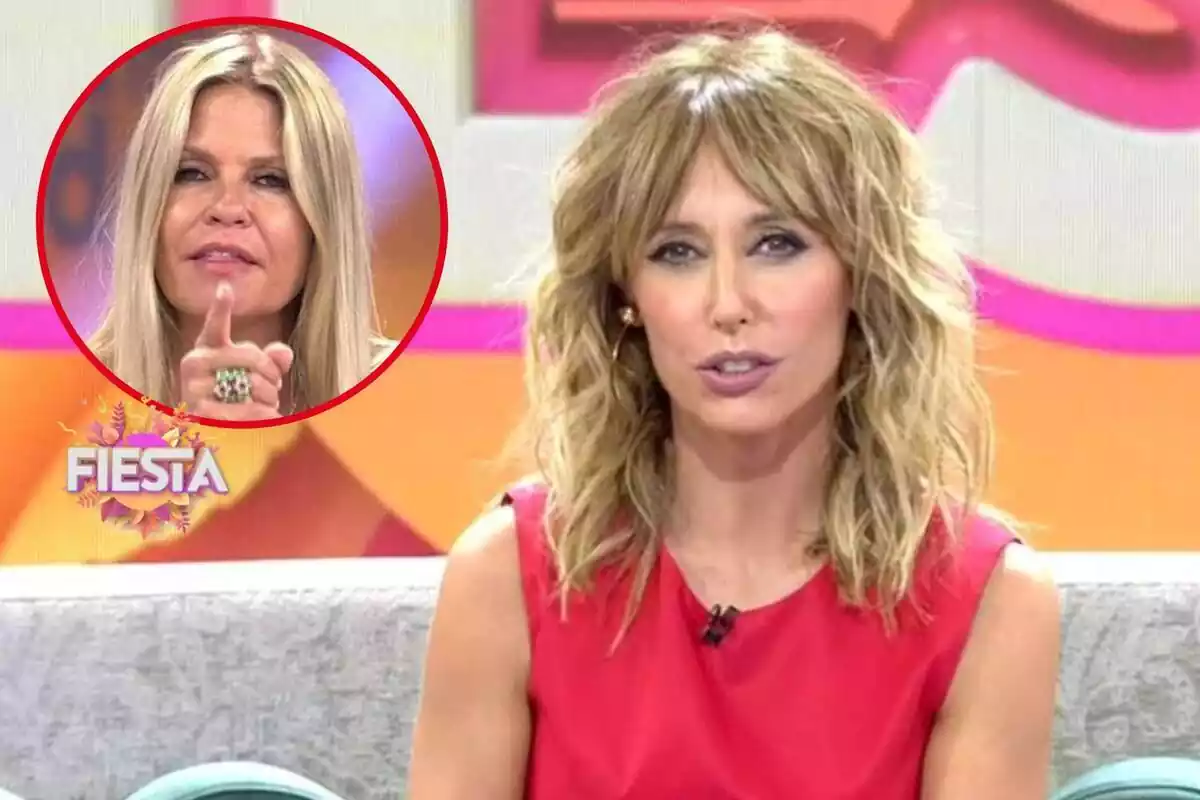 Montaje de Emma García en el programa 'Fiesta' con el rostro de Makoke