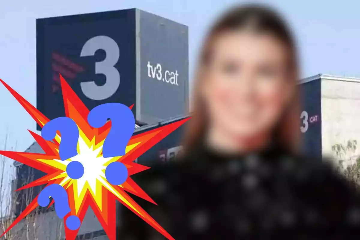 Motaje de los estudios de TV3 con Eva SOriando desenfocada y una explosión y unos interrogantes