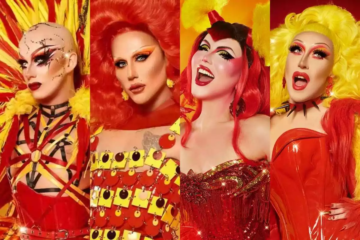 Montaje de las finalistas de Drag Race: All Stars: Drag Sethlas, Hornella Góngora, Juriji Der Klee y Samantha Ballentines