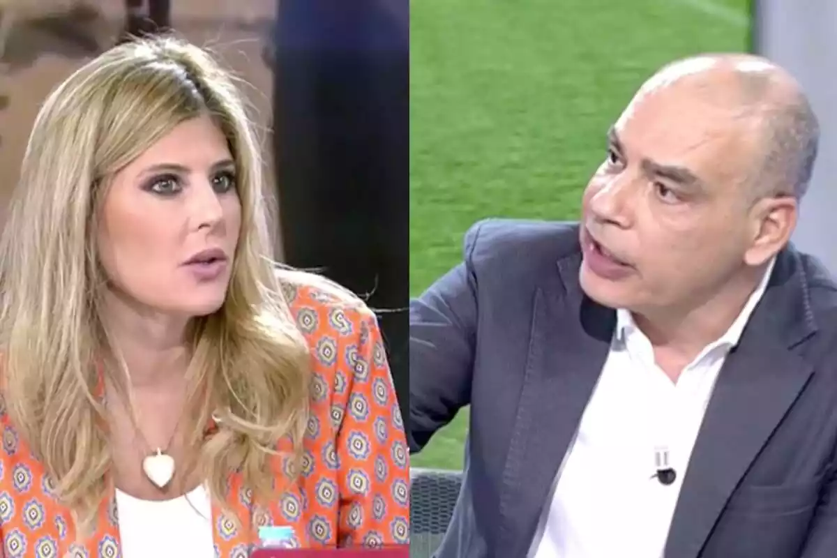 Montaje de fotos de Bárbara Royo y Nacho Abad discutiendo en el programa 'En boca de todos' de Cuatro