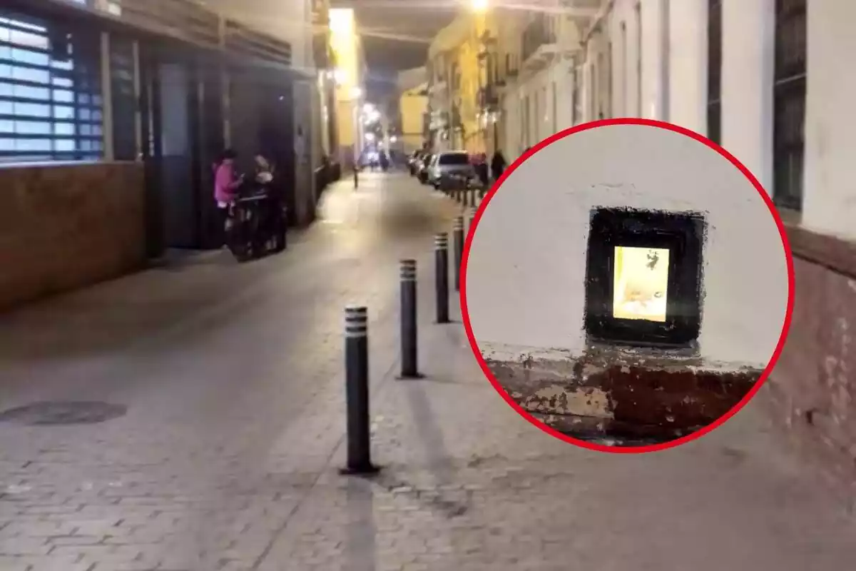 Montaje de fotos de la calle San Luis de Sevilla y una imagen del museo más pequeño del mundo