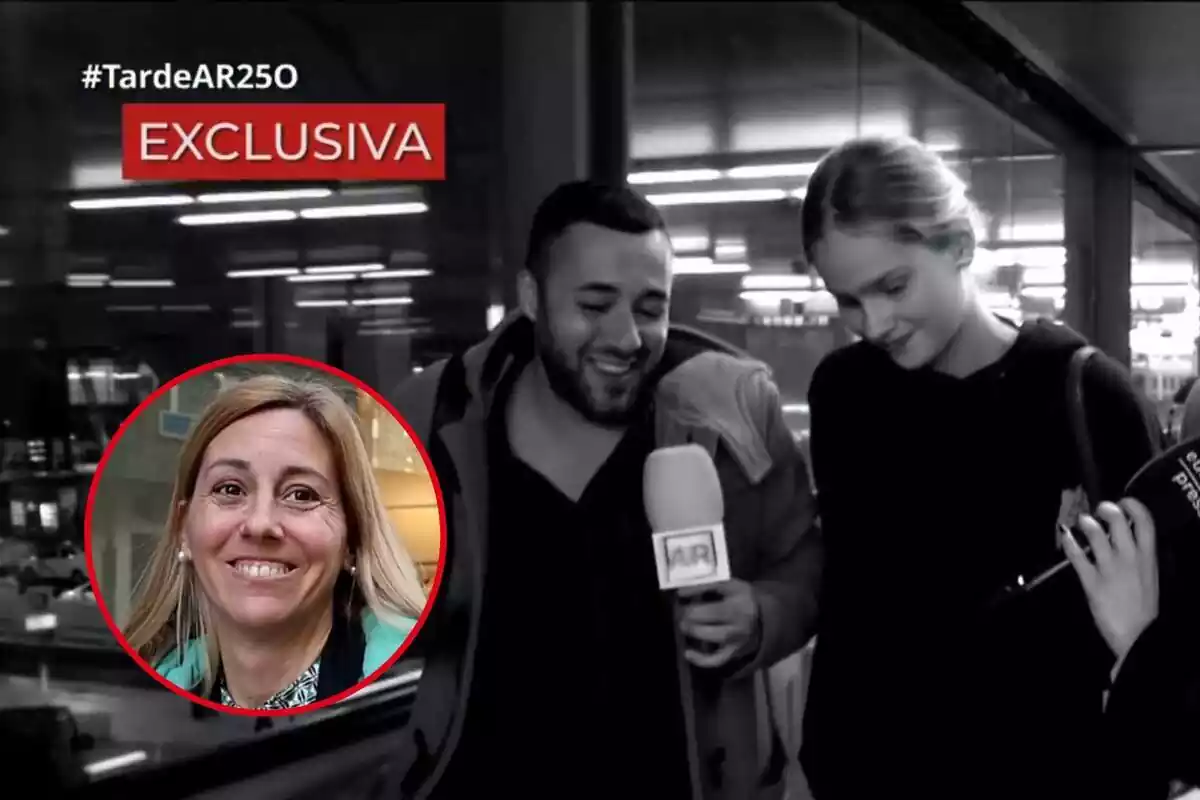 Montaje de fotos de una captura del programa 'TardeAR' entrevistando a Irene Urdangarin y una imagen de Ainhoa Armentia sonriendo