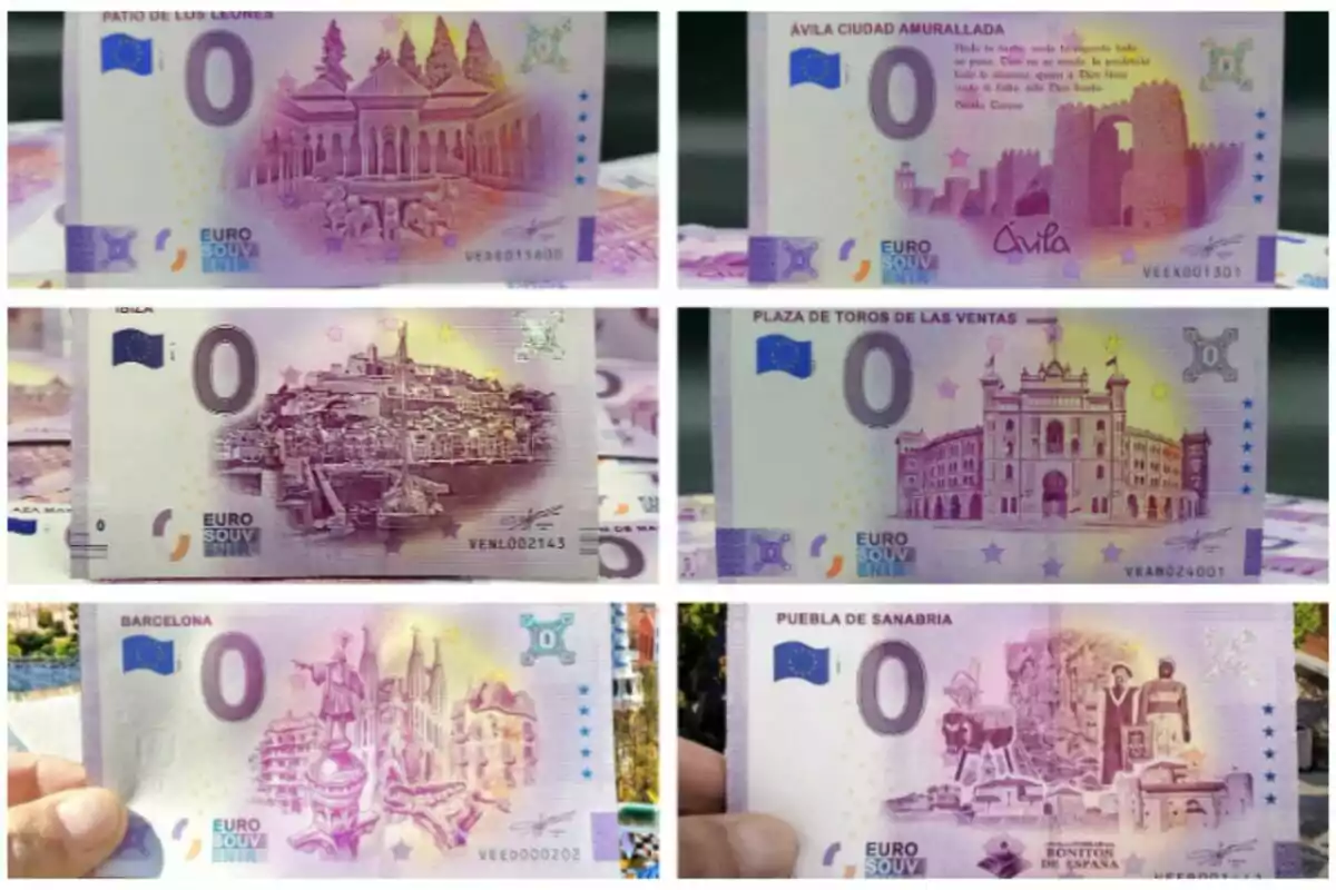 Montaje de fotos de billetes de 0 euros Montaje de fotos de billetes de 0 euros
