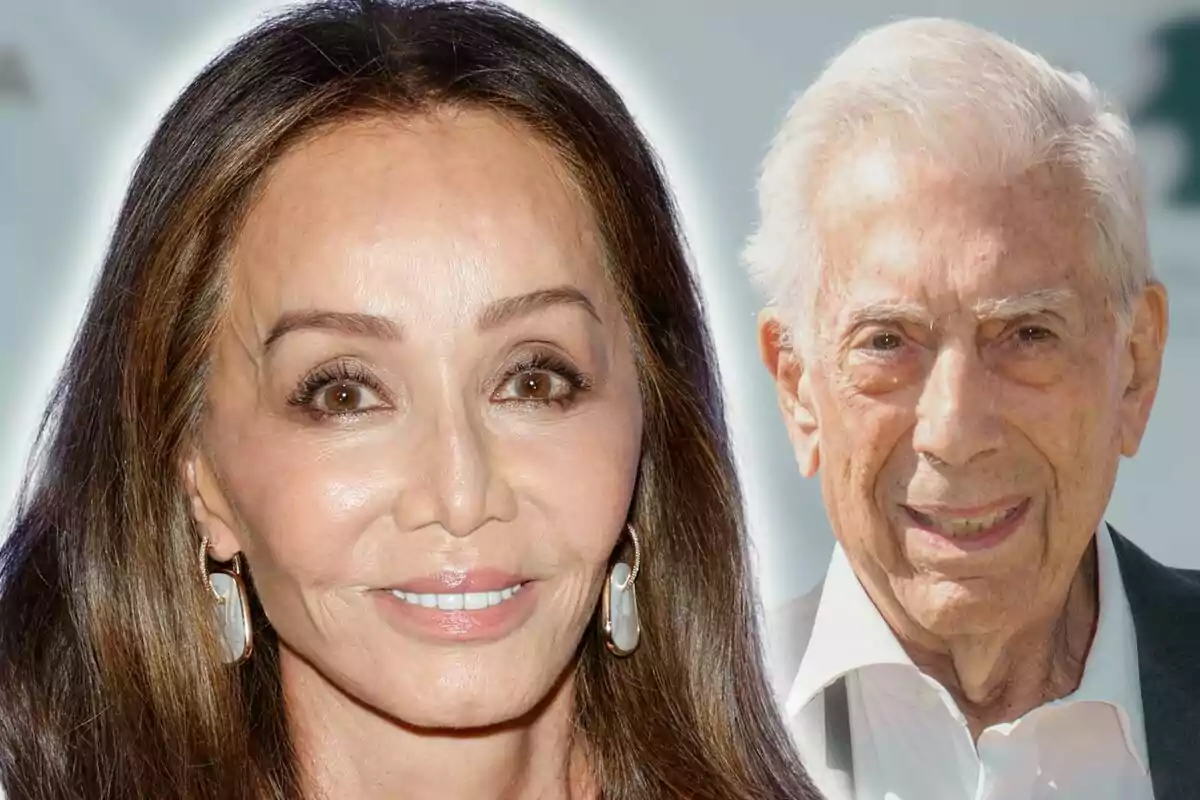 Montaje de fotos de primer plano de Mario Vargas Llosa e Isabel Preysler.