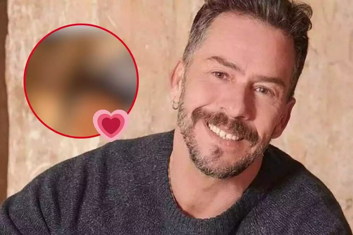 Montaje de fotos de Nacho Palau muy sonriente mirando a cámara y una imagen circular desenfocada con un corazón