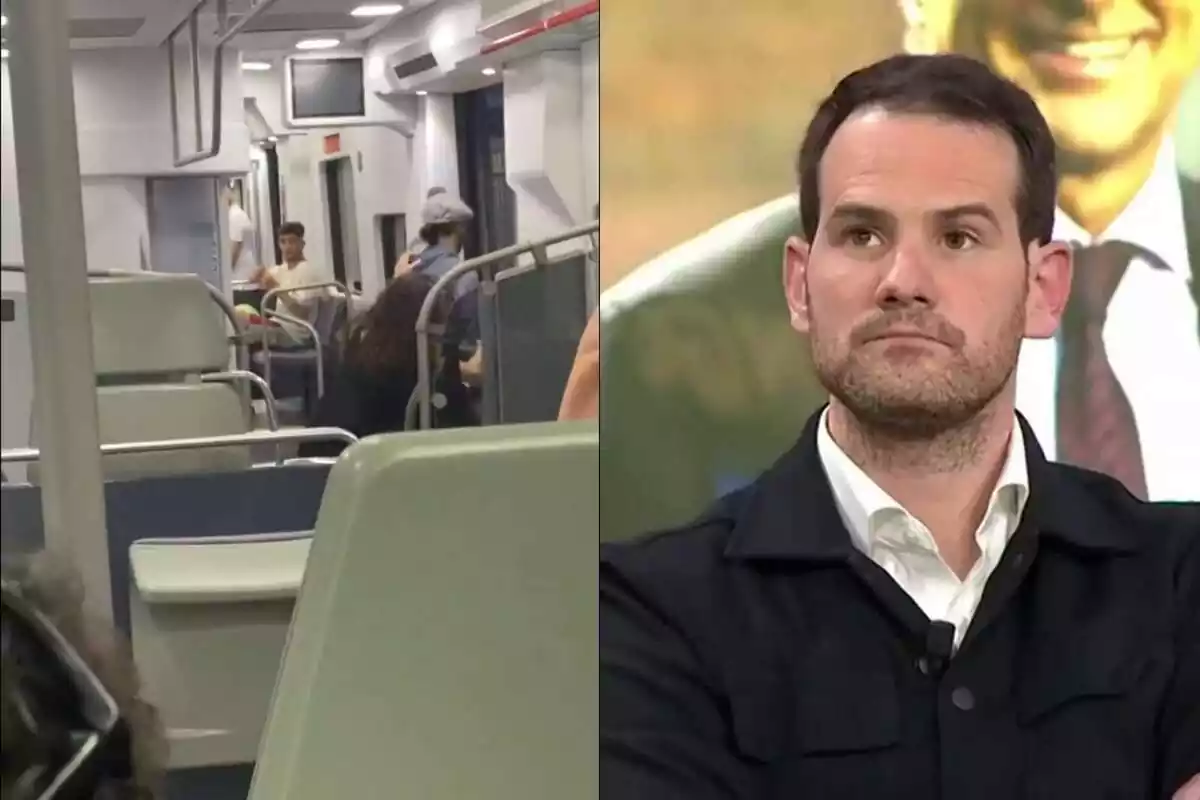montaje de dos fotos de Quim Domènech y un frame del intento de robo que sufrió en el tren de Barcelona