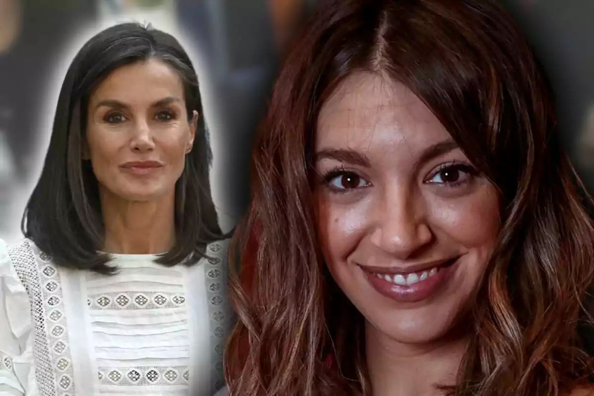 Montaje de fotos de Ana Guerra con rostro sonriente y Letizia Ortiz con rostro serio.