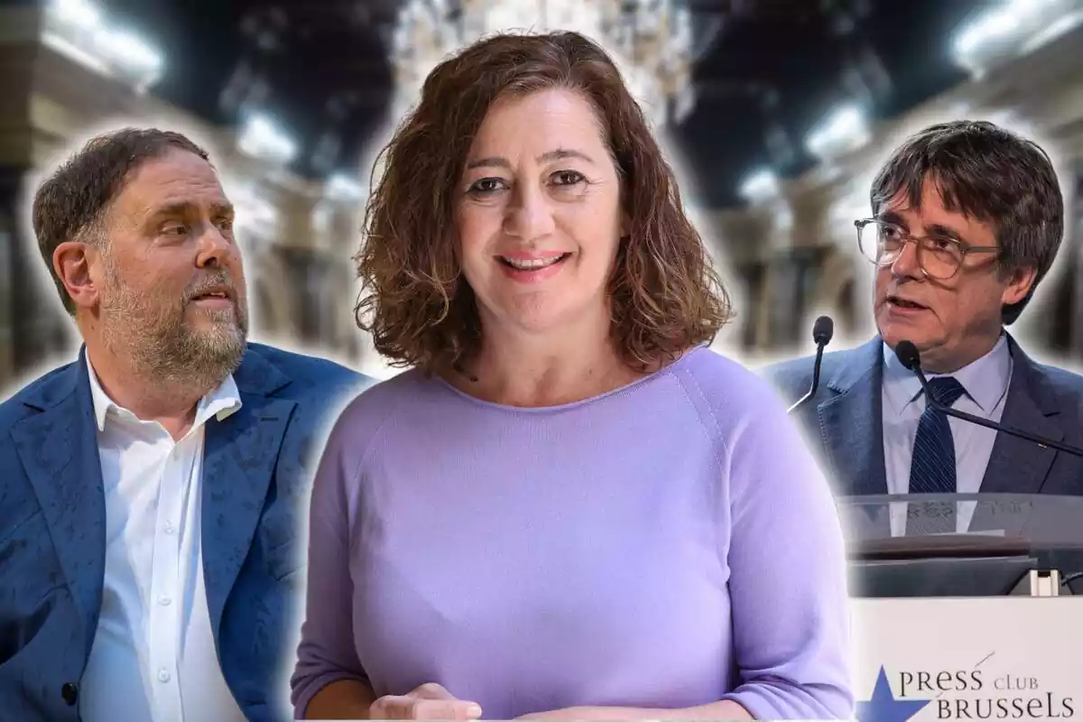 Montaje de Francina armengol con Junqueras y Puigdemont