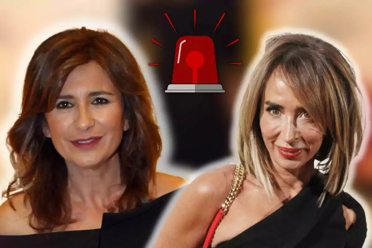 Gema López y María Patiño posan en un montaje con una sirena roja en el centro.