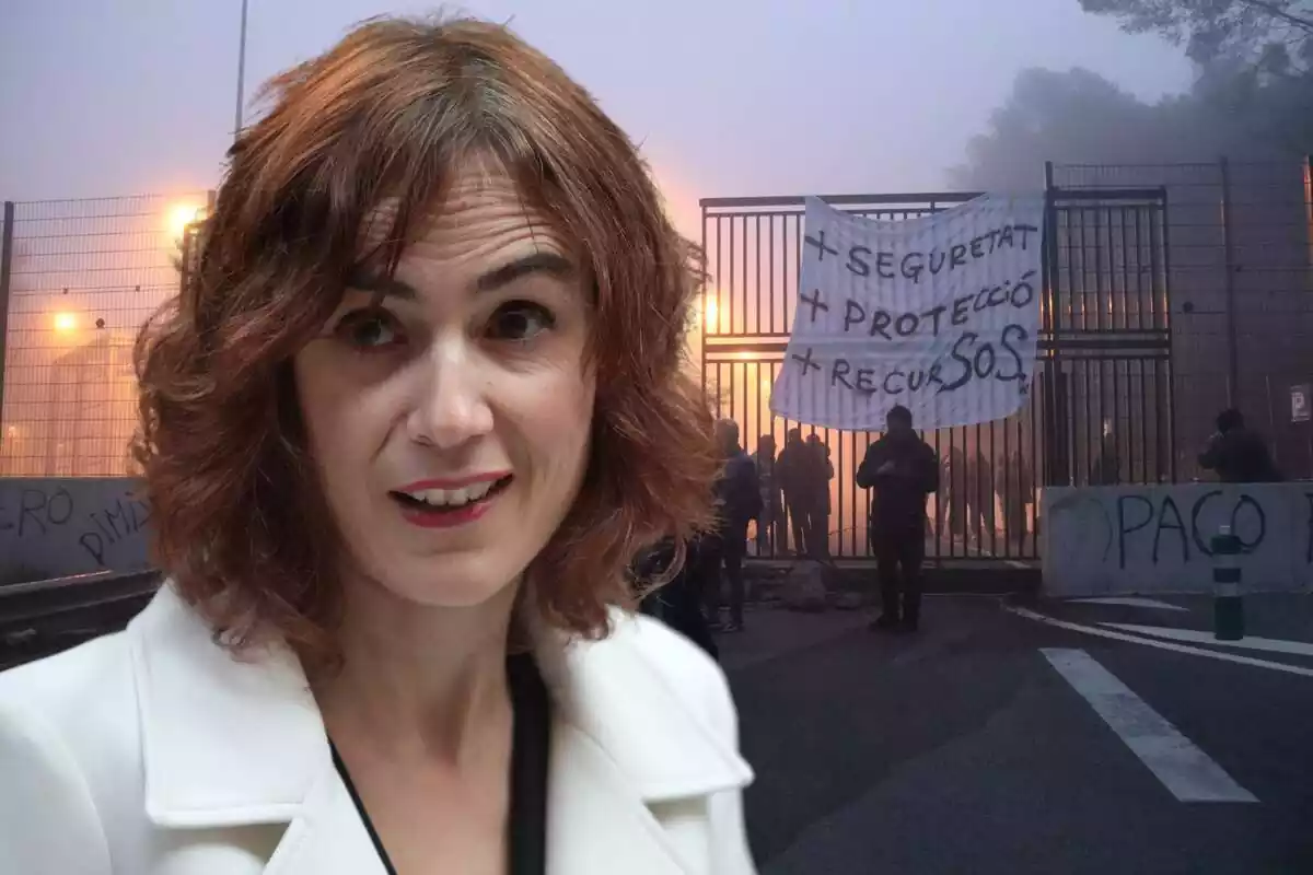 Montaje de Gemma Ubasart y una de las manifestaciones en las prisiones de Cataluña